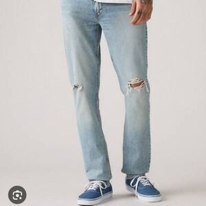 Levi's Men's Straight Light Wash Distressed Jeans-511- W32 L30